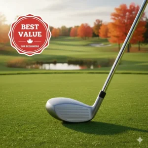 A Best Value badge over an illustration of a rescue club, catering to price-conscious Canadian entry-level golfers.