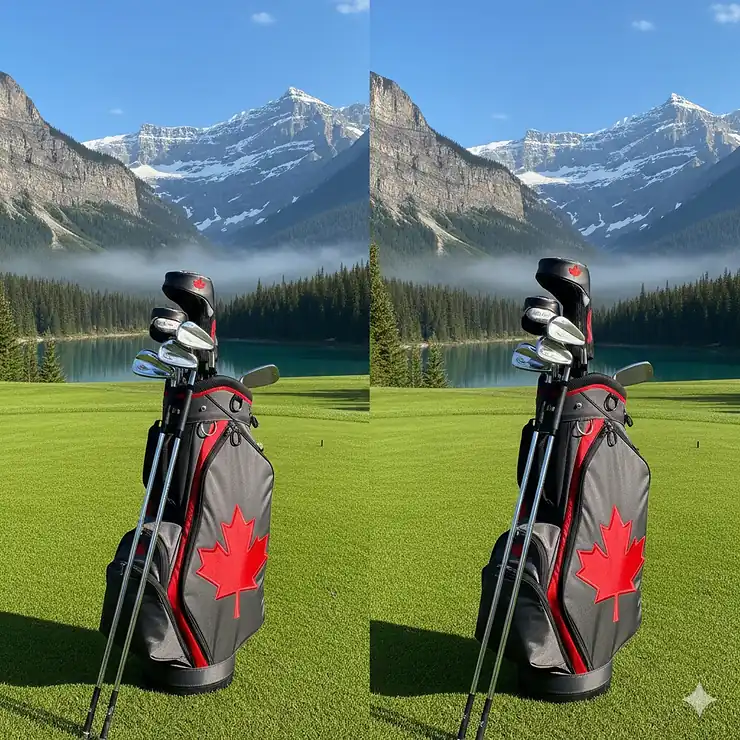 A side-by-side comparison of cavity back vs muscle back irons on a Canadian golf course, showing the design differences for local golfers.