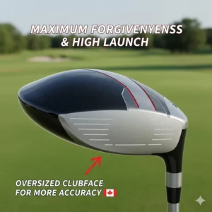 Illustration of an oversized, forgiving clubhead for seniors looking for high launch and better accuracy.