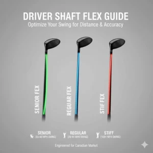 Comparison guide of driver shaft flexes to pair with forgiving drivers for high handicappers in the Canadian market.