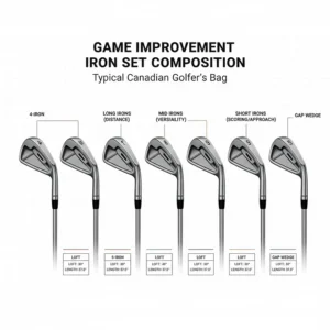Breakdown of a typical Canadian game improvement iron set from 4-iron to Gap Wedge.