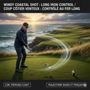 Using long irons vs hybrids to keep the ball low in windy Canadian coastal golf conditions.