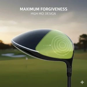 High MOI visual showing the expanded sweet spot of the most adjustable golf drivers, designed for maximum stability on off-center hits.