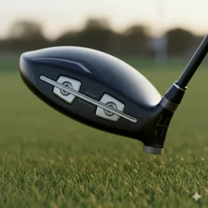 Close-up of moving sole weights and adjustable hosel on the most adjustable golf drivers for fine-tuning ball flight and spin.