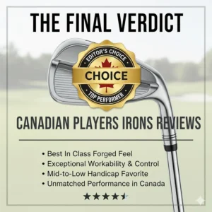 A gold-seal "Editor's Choice" graphic for the top-performing club in our Canadian players irons reviews.