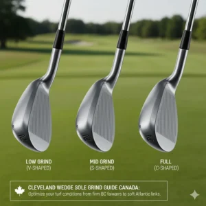 Cleveland wedge sole grind guide for Canada: V-Shaped, S-Shaped, and C-Shaped options for varying turf.