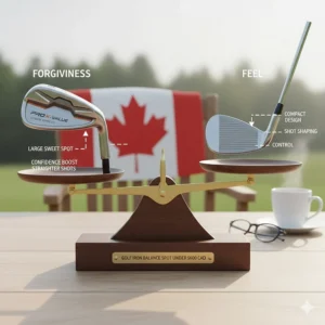 A visual scale weighing forgiveness and feel for affordable iron sets in the Canadian market.