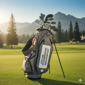Stylized graphic of a golf bag with "Super Game Improvement Irons" and "Fers dβamΓ©lioration de jeu" text.