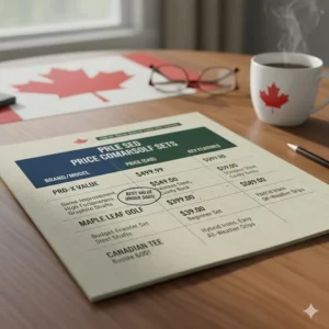 A comparison chart of top-rated iron sets under 600 CAD available at Canadian retailers.