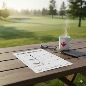 Technical illustration of standard loft angles for a typical 5-iron through Pitching Wedge set.