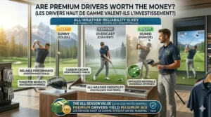 Comparison of golf club performance in sunny, overcast, and humid Canadian weather, showcasing the versatility of premium drivers worth the money.