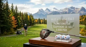 A complete beginner's value golf club set in bilingual English and French packaging (ensemble de golf à bon prix).