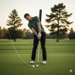 Illustration of the smooth pendulum motion achieved with counterbalanced putters to eliminate involuntary hand movements or yips.