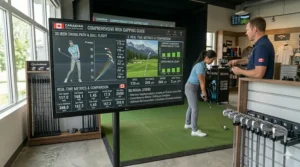 An illustration of a distance gapping chart showing yardage consistency across a fitted set of irons, a key component of a golf club fitting guide.