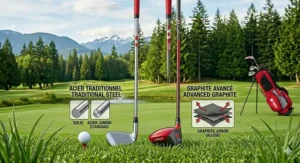 Comparison of lightweight graphite shafts vs steel shafts in junior golf clubs to help 8 year old players gain more distance.