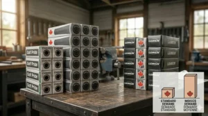 Cross-section macro view comparing the rubber thickness and core diameter of midsize vs standard golf grips on a steel shaft.