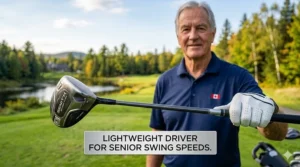 Illustration of a high-launch golf driver designed for seniors over 60 to increase swing speed on Canadian golf courses.