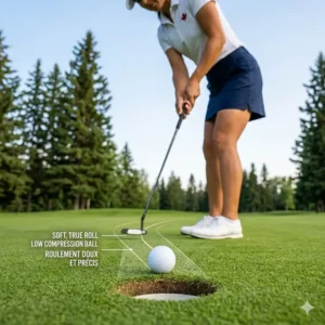 A cross-section diagram of a 2-piece low compression golf ball, illustrating the large, soft resilient core.