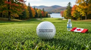 Close-up illustration of aerodynamic dimple patterns on distance golf balls for seniors to reduce drag.