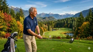 Diagram of a low-compression golf ball core designed for senior swing speeds to increase distance.