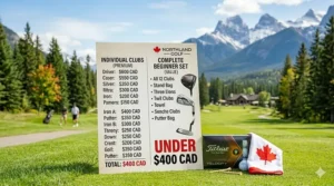 Graphic highlighting the best value complete golf set for beginners under 400 CAD in the Canadian market.