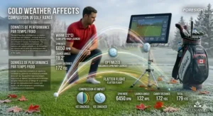 Chart demonstrating how Canadian temperature and altitude affect golf club performance data and total carry distance.