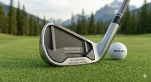 Alt text for image 6: Detailed view of a cavity-back iron's perimeter weighting, offering maximum forgiveness for Canadian amateur golfers.