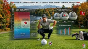 Illustration showing how control golf balls maintain a stable flight path in cooler Canadian spring and fall temperatures.