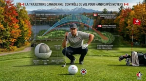 Illustration of a piercing ball flight path over a Canadian boreal forest backdrop to minimize wind drift.