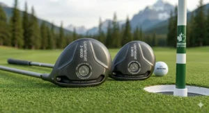 Alt text for image 5: Modern lightweight fairway woods on a manicured Canadian green designed for maximum distance with slow swings.