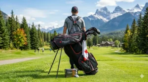 Lightweight, dual-strap golf stand bag included in the complete beginner set. Sac de golf léger.