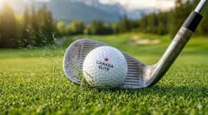 Golf ball compression at driver impact. Compression de balle au moment de l'impact.