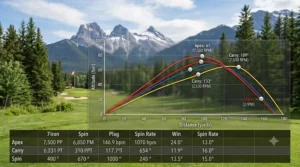 Comparison chart showing how urethane versus surlyn covers impact spin rate.
