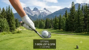 Illustration of how impact point on the clubface affects golf ball spin rate.