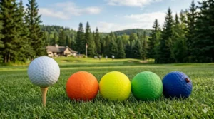Comparison: Matte finish golf balls vs. standard gloss balls. / Comparaison : balles de golf à fini mat par rapport aux balles brillantes classiques.