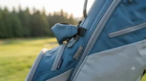 Durable, lightweight nylon material used in modern golf carry bags.