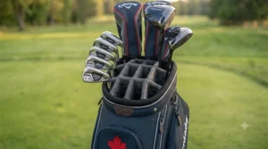 Organized divider system in golf cart bags.