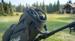 Spacious storage pockets on golf cart bags for push carts to hold all golf gear.