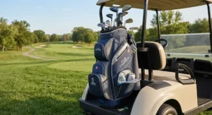 Spacious cart golf bag with a dedicated insulated cooler compartment