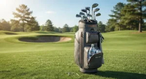 Durable waterproof golf bag equipped with a large cooler pocket for beverages