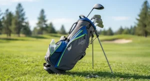 Lightweight golf stand bag featuring an insulated cooler pocket for cold drinks