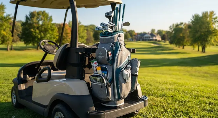 A lightweight women's golf cart bag featuring convenient pockets for Canadian golf course gear.