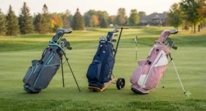 A selection of womens golf bags for petite golfers including both lightweight stand bags and cart bags suited for Canadian courses.
