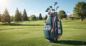 Stylish women's golf bag with a convenient cooler pocket for cold drinks