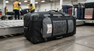 Heavy-duty golf bag rain cover designed for safe airline travel and baggage handling.