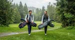 Close-up of durable fabrics used in high-quality junior golf bags for teenagers.