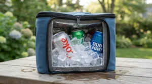 Packed insulated golf cooler bag attachments maintaining ice retention during a hot round